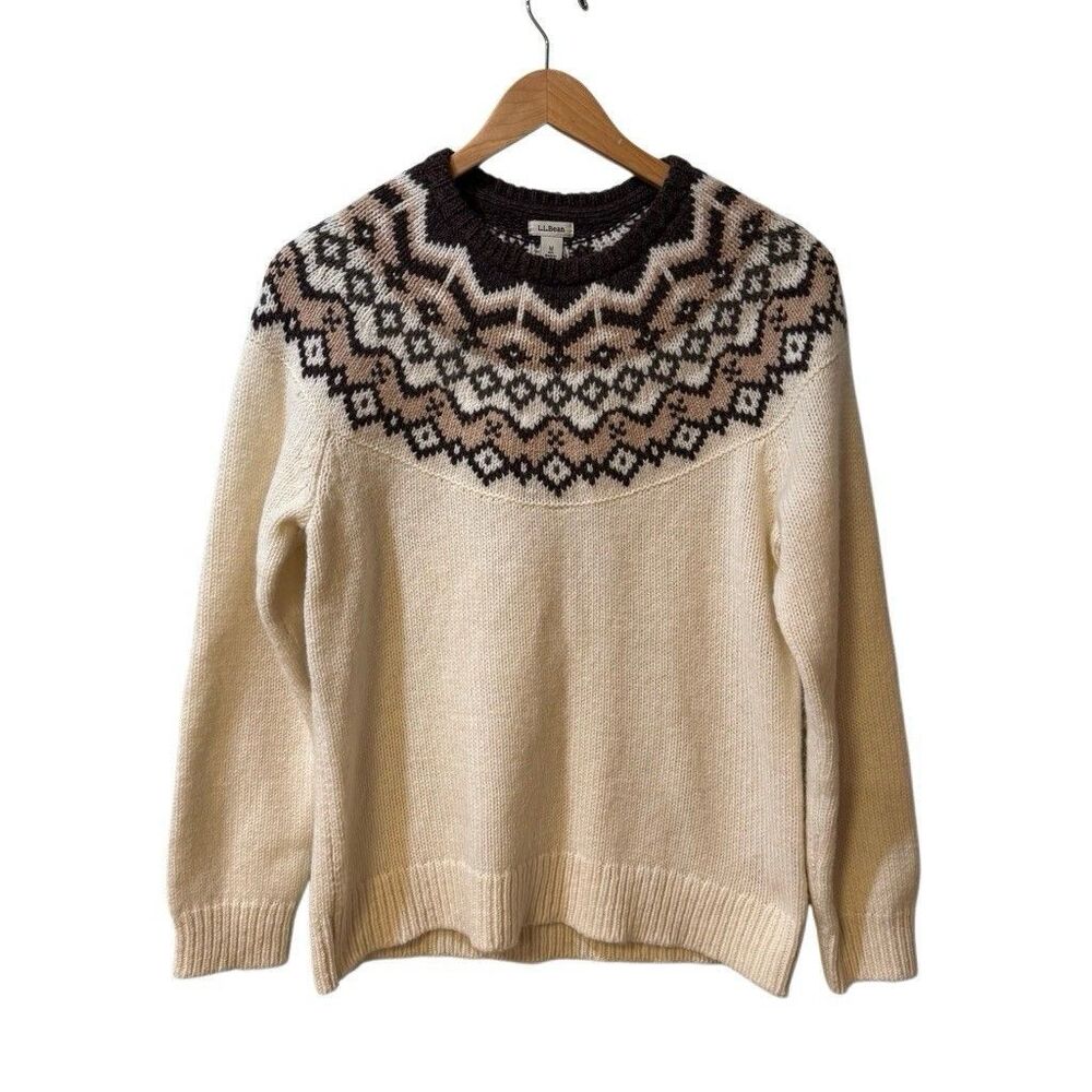 L.L. Bean Women's Bean's Classic Ragg Wool Sweater Medium Crewneck Fair Isle